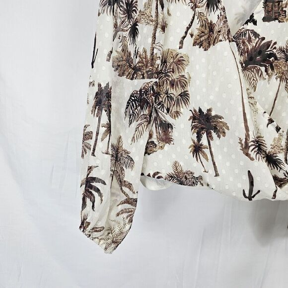 Joie Palm Desert Cactus Print Faux Wrap Women's Size Medium Dot Texture - Picture 3 of 5